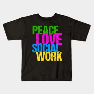 Cute Peace Love Social Work Kids T-Shirt